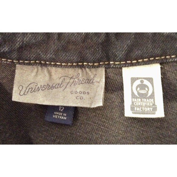 Vtg Y2K Denim Jean Maxi Dress Wn 12 Black Long Sleeve Stretch Western Grunge 90s - Picture 8 of 9